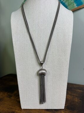 Vintage Silver-Tone Tassel Necklace - 24 Inch